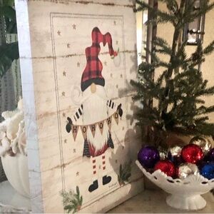 NEW! 🎄Fun Black White & Red Christmas Gnome Canvas Art